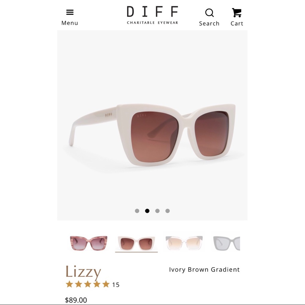 Diff Eyewear Ivory/Brown Lizzy Sunglasses